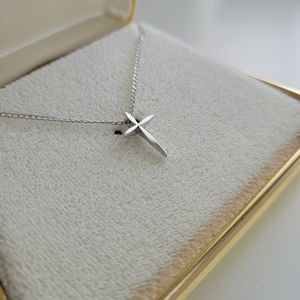 Vintage Sterling Silver Cross Necklace 925 with Chain 16" Stamped by Marvel